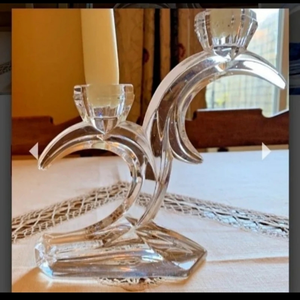 Double Light Candlestick by Duiske Irish Glass LIKE NEW DISPLAY!